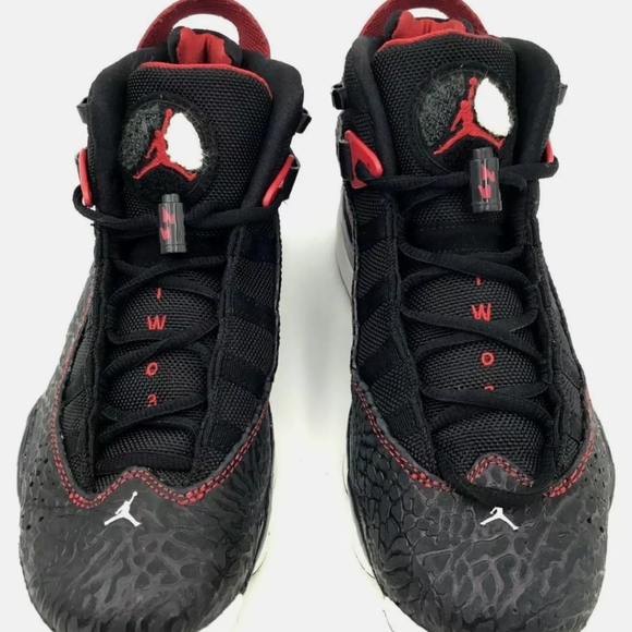 Nike Air Jordan 6 Rings GS Elephant Print Black Red Gray White Youth Sneakers - Picture 3 of 11